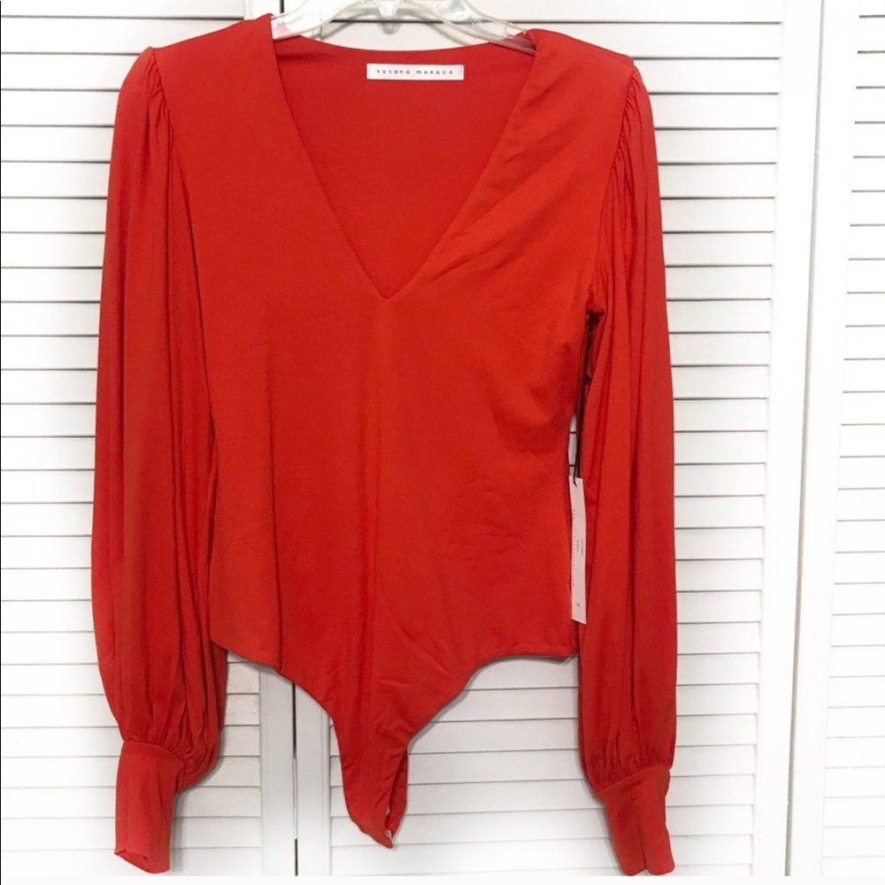 Susana Monaco Poet Sleeve Deep plunge Bodysuit